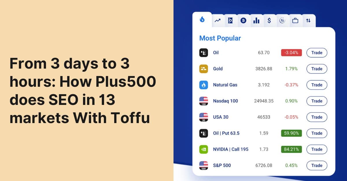 Case Study: How Plus500 Scaled SEO Across 13 Markets with Toffu